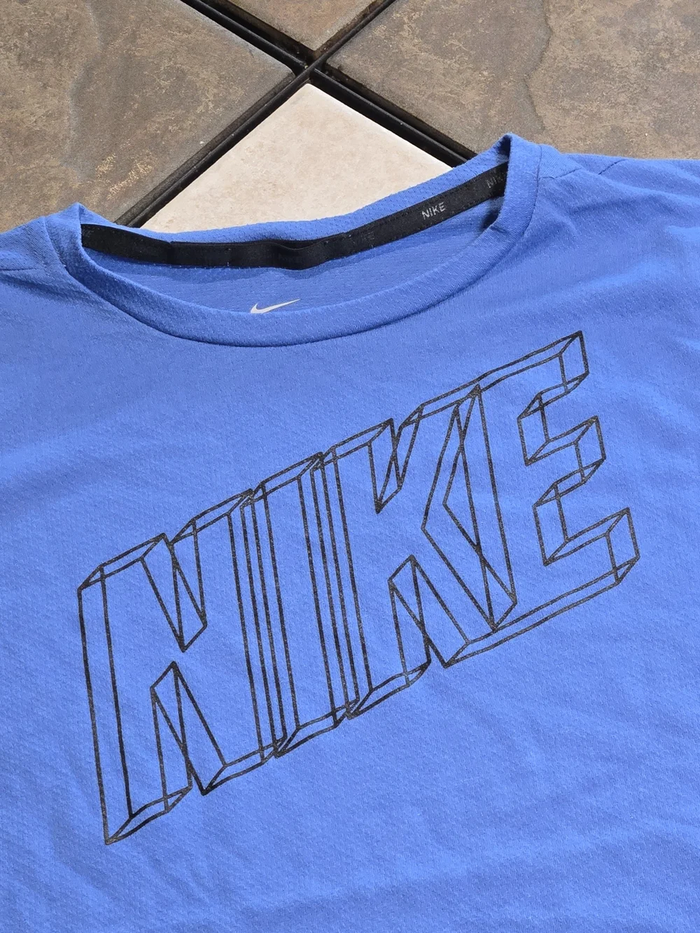 Nike Dri-FIT T-Shirt Boys Large 14/16 Blue Athletic Mesh Performance Tee Active
